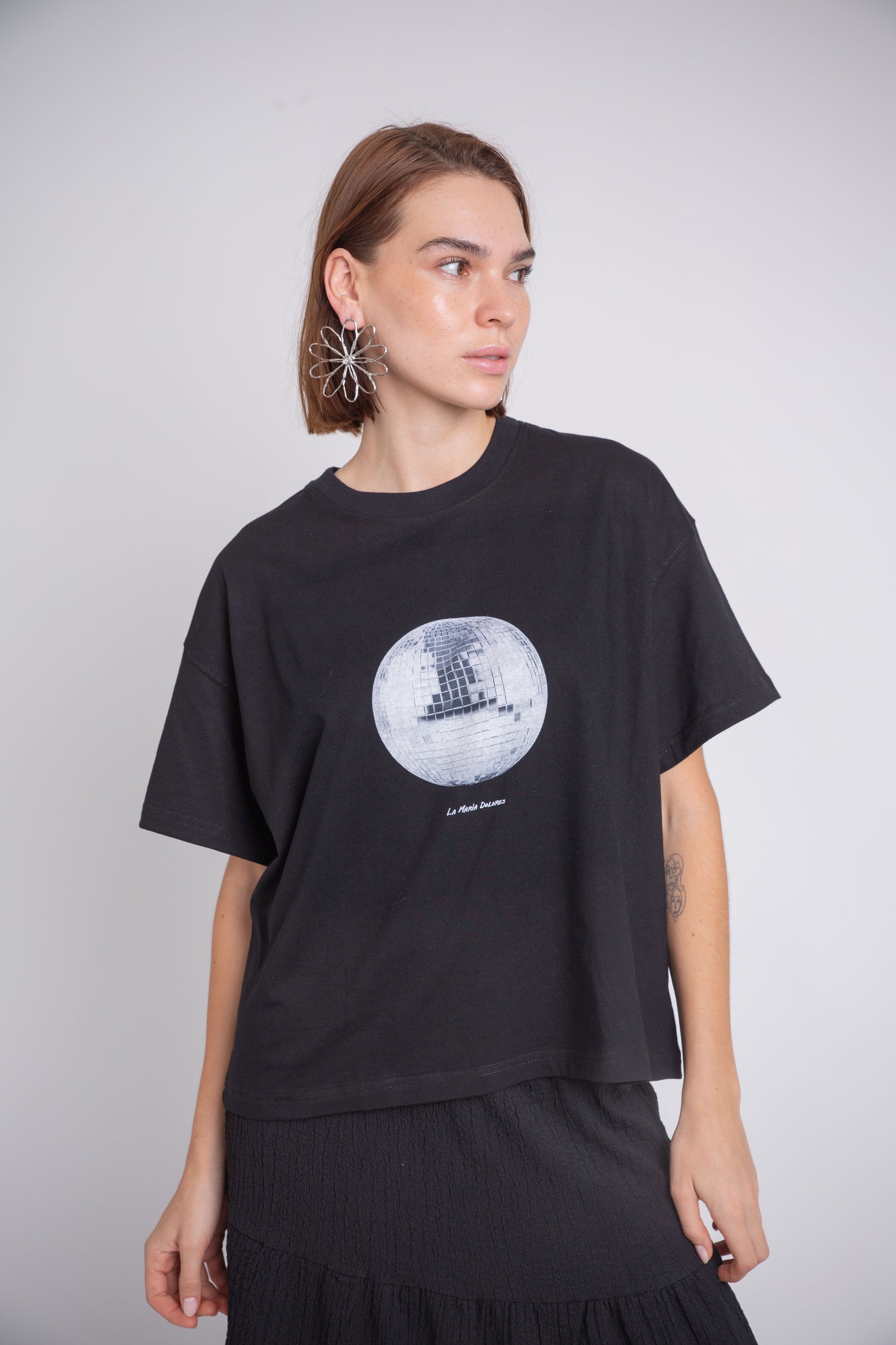 Polera Bola disco Negra
