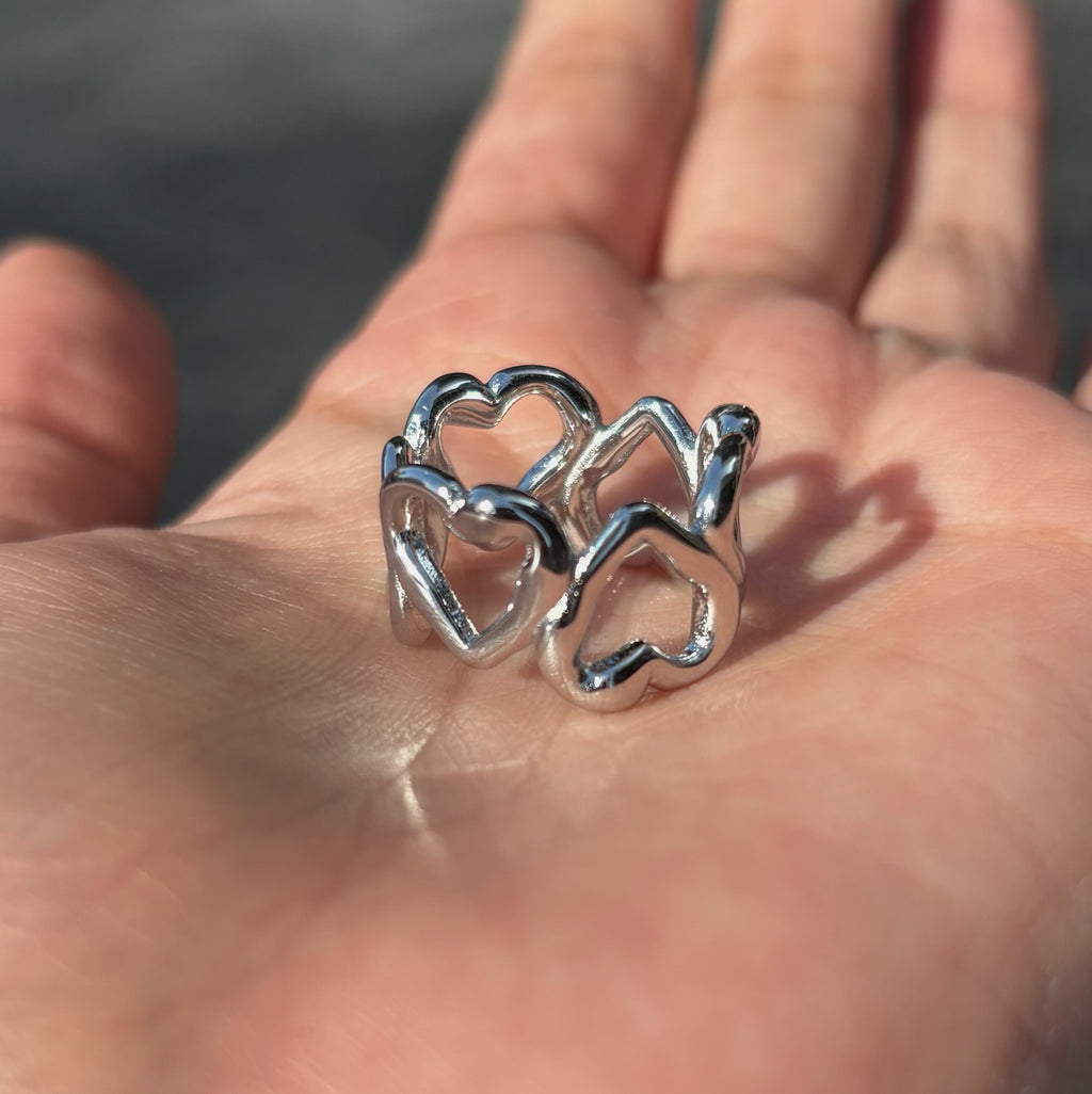 Anillo corazones plateado Acero Inoxidable