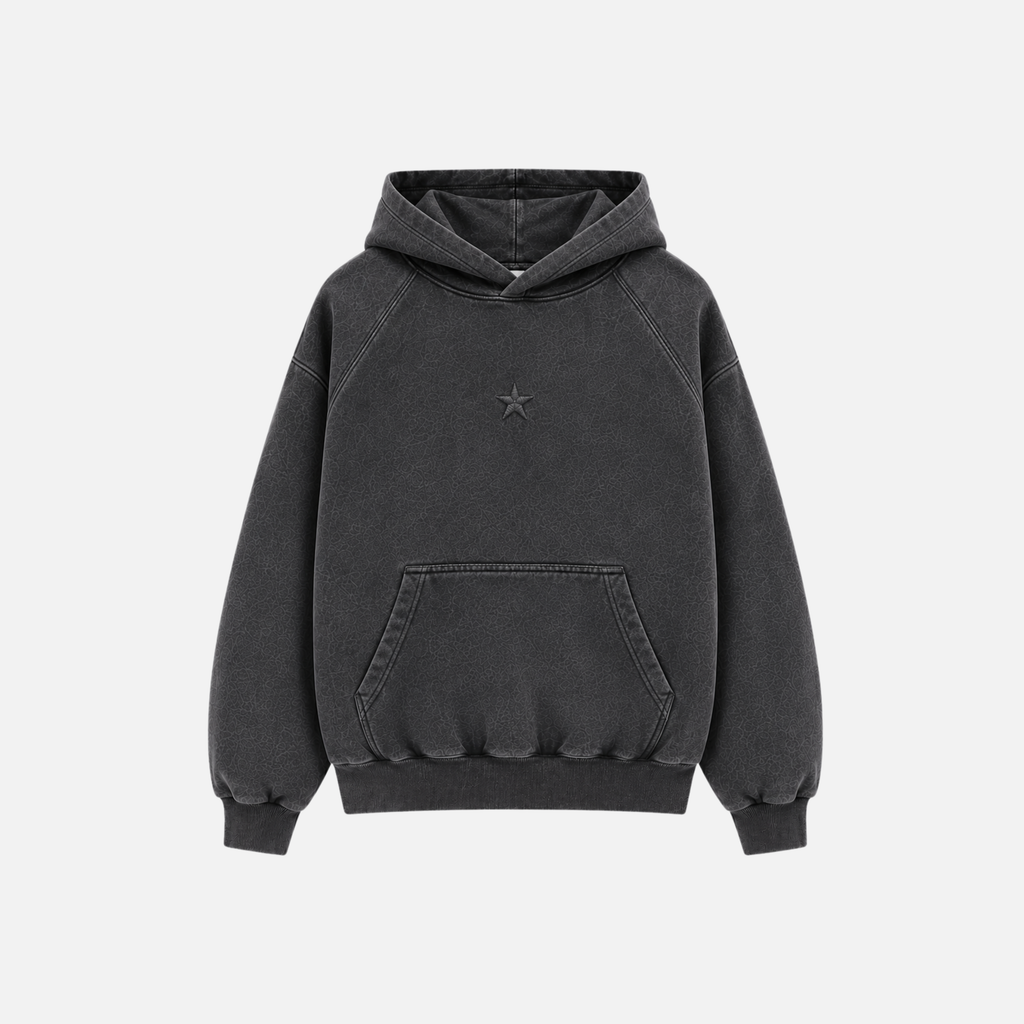 Poleron negro desgastado maxi estrella - Boxy