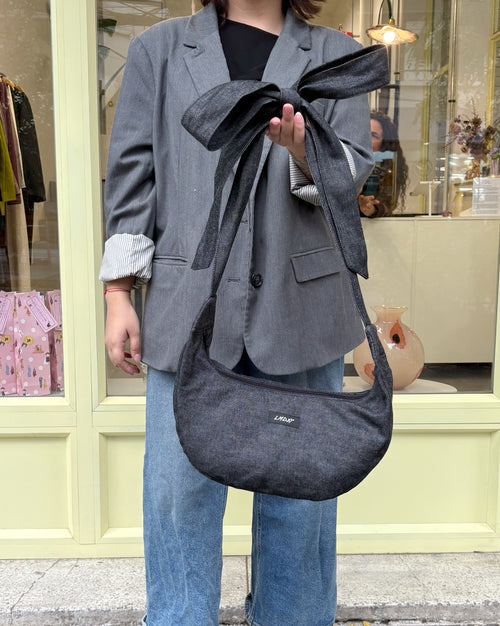 Bolso Ribbon Ajustable Denim Negro