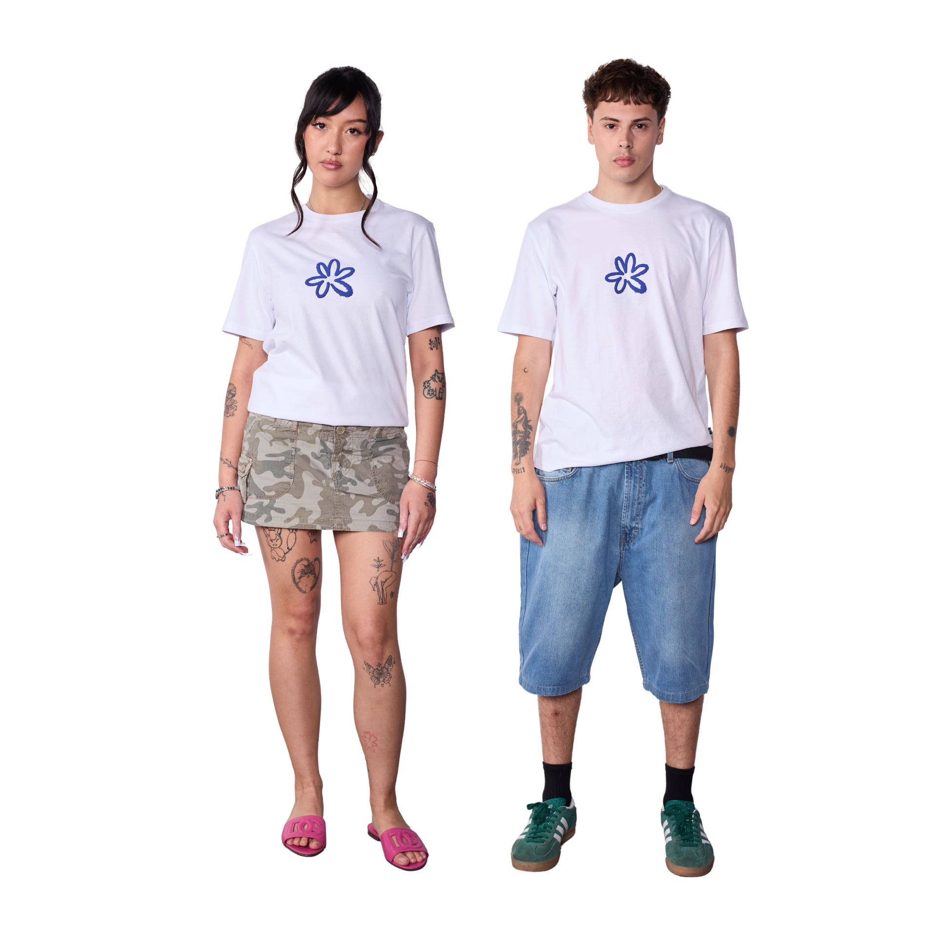 Polera Slim Fit Blanca Flor