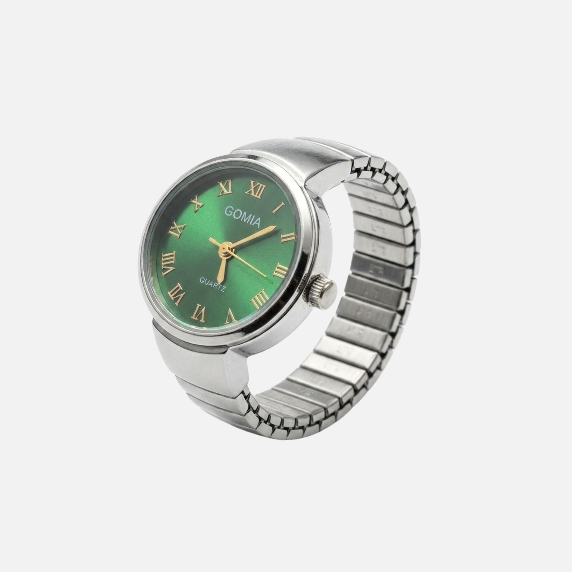 Anillo Reloj Verde correa ajustable acero Inox