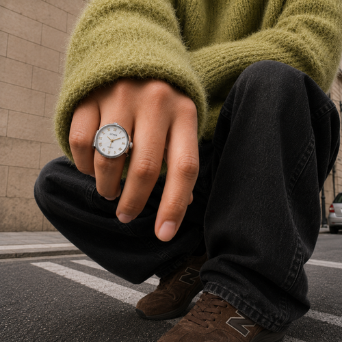 Anillo Reloj Blanco correa ajustable acero Inox