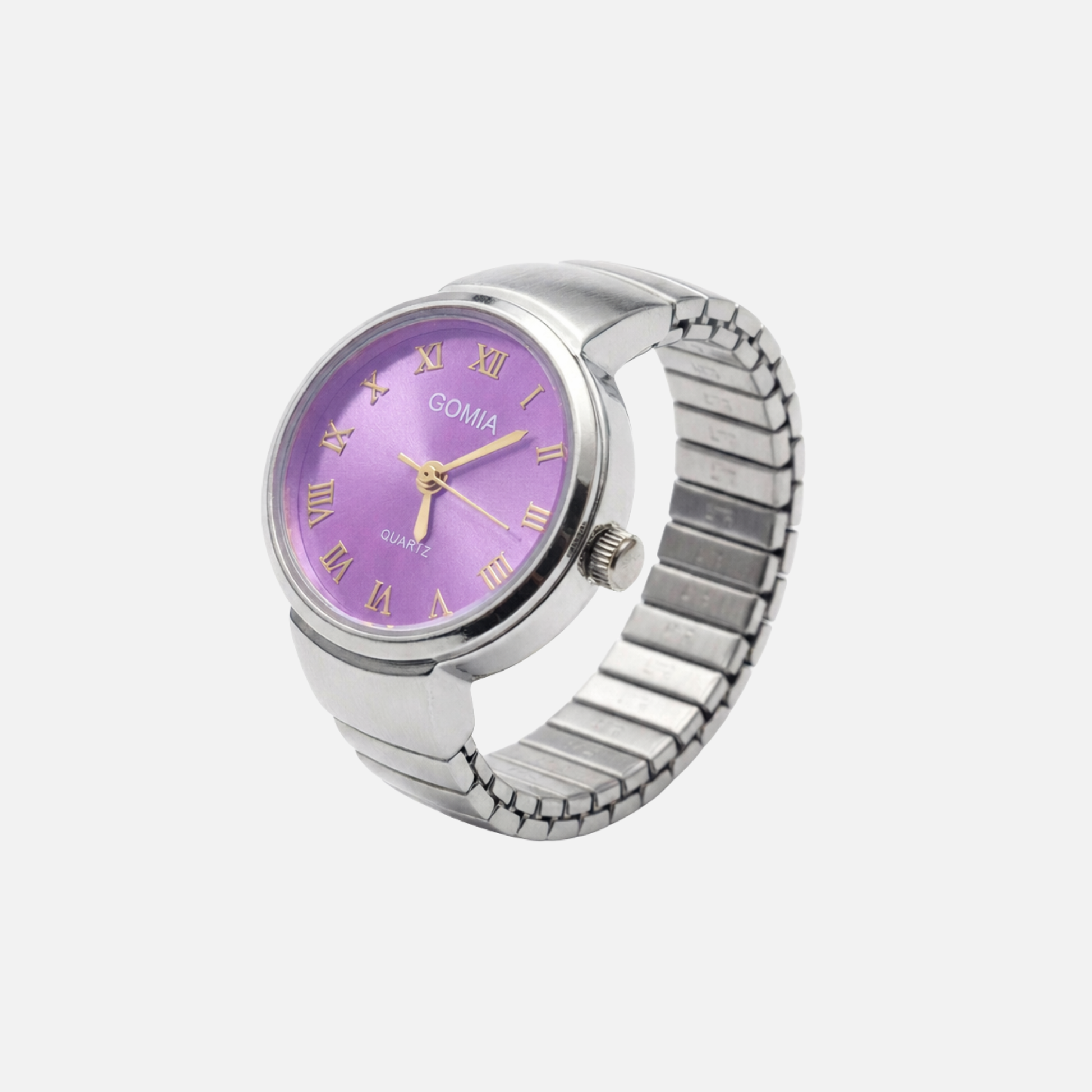 Anillo Reloj Lila correa ajustable acero Inox