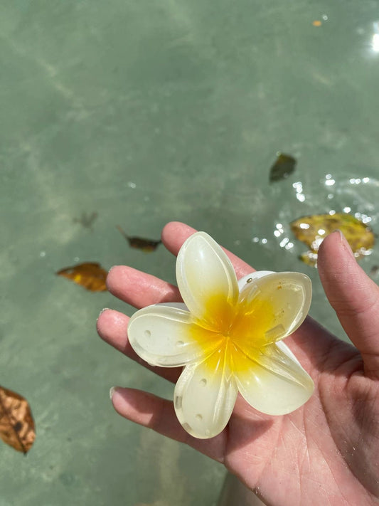 Pinzas para el pelo Flor Tropical Amarillo