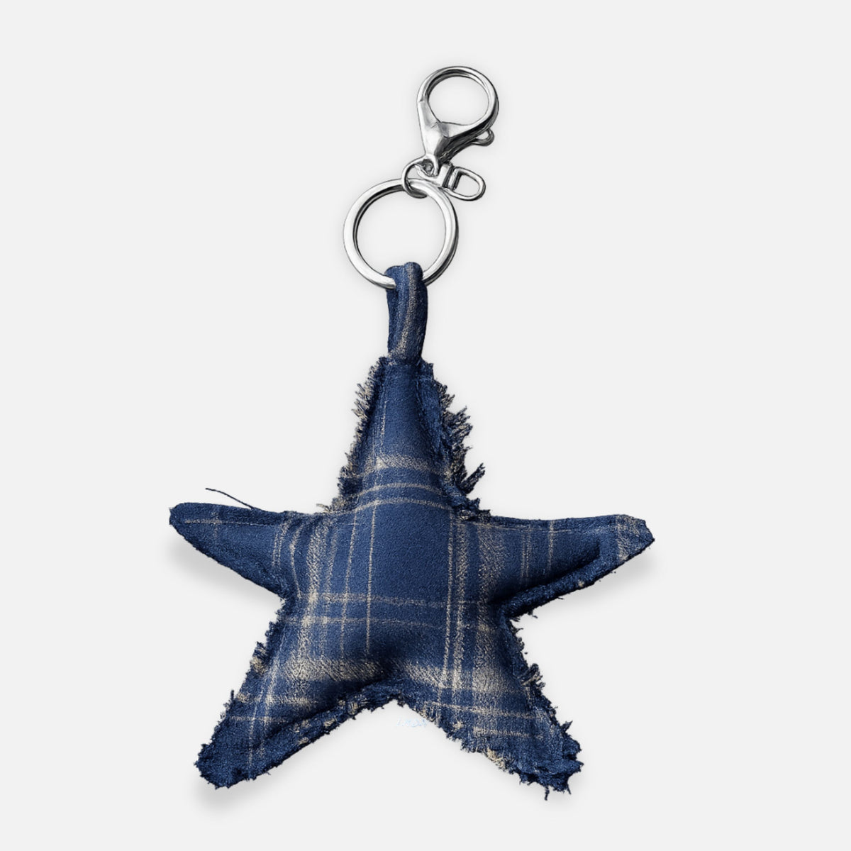 Llavero estrella tela Tartan Azul