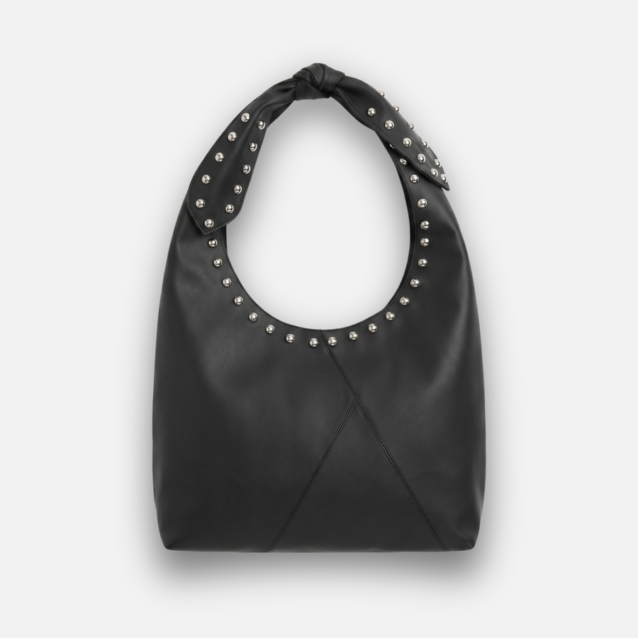 Bolso Ribbon Negro Cuero Vegano con Tachas