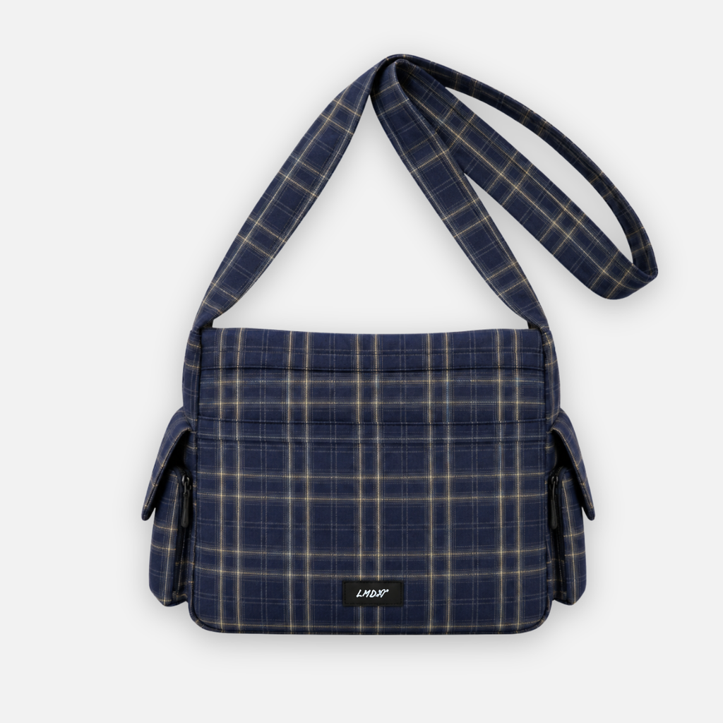 Crossbody cargo bag tartán azul