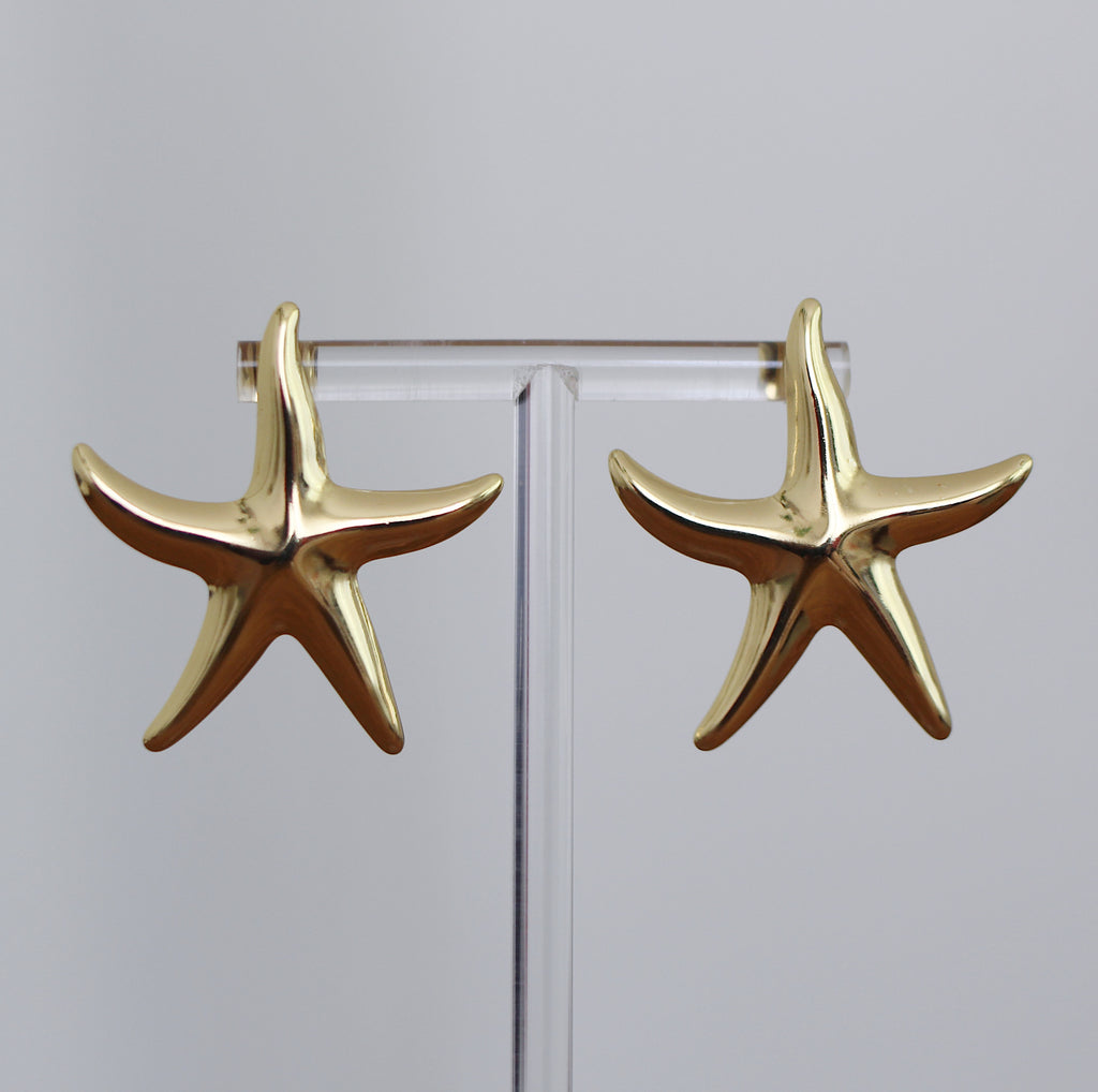 Aros Estrella Marina dorado acero inoxidable