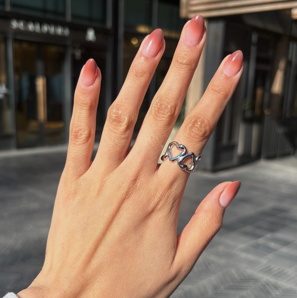 Anillo corazones plateado Acero Inoxidable