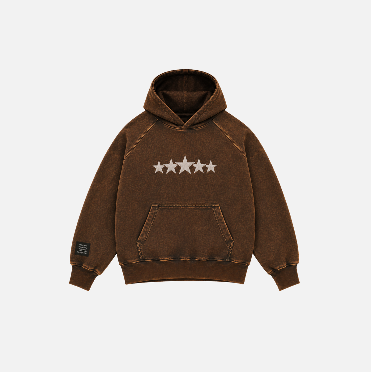 Hoodie Boxy Oversized 5 Estrellas Café Bolsillo Canguro