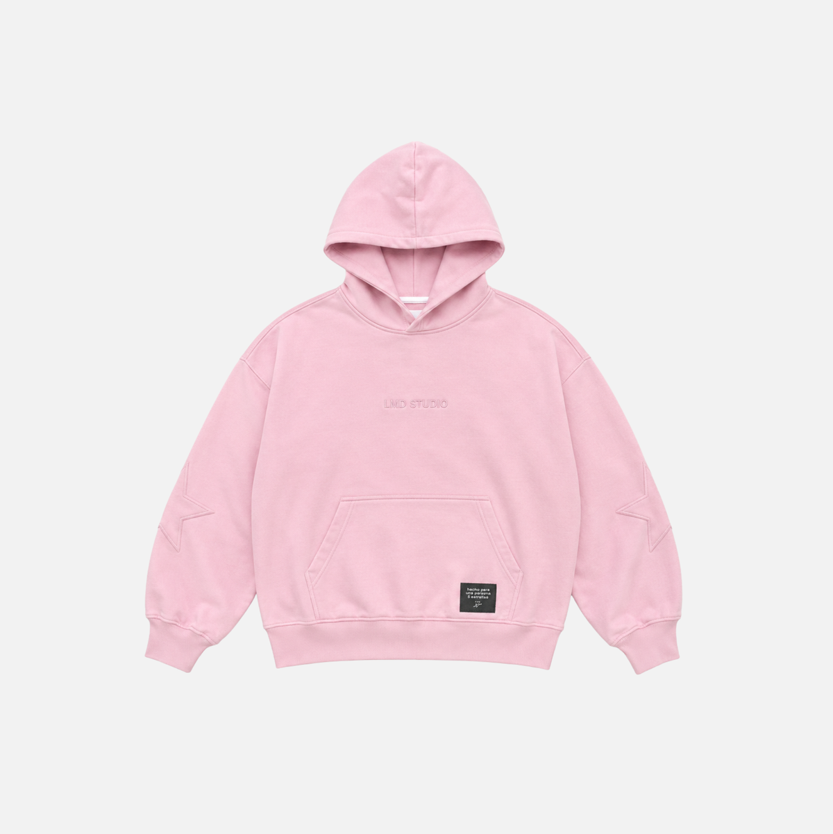 Hoodie Boxy Oversized · Rosado coderas de estrella