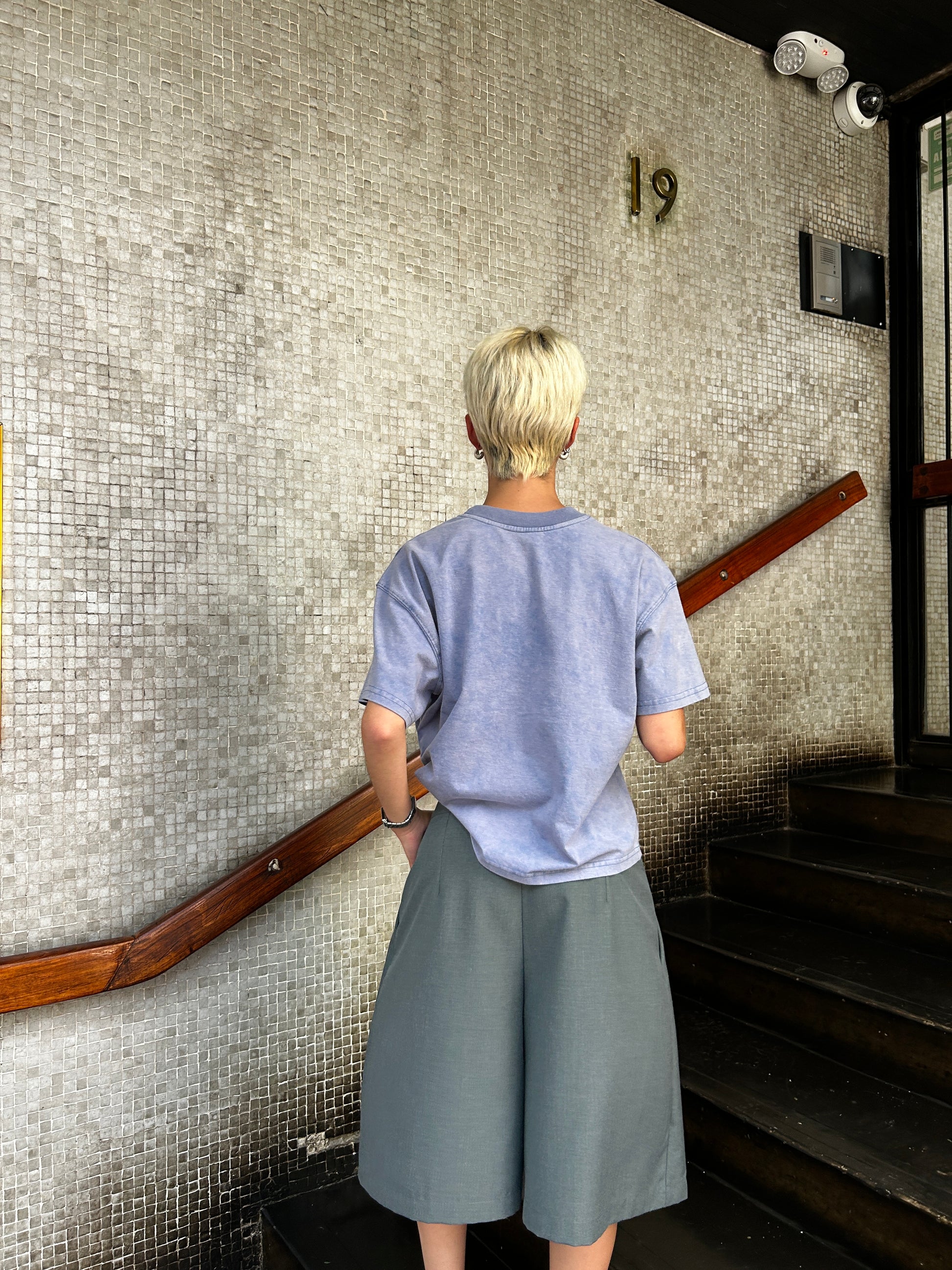 Polera Boxy Fit Celeste Nube Bordada