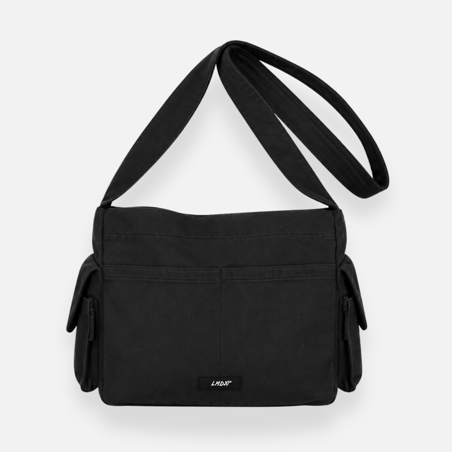 Crossbody cargo negro gabardina