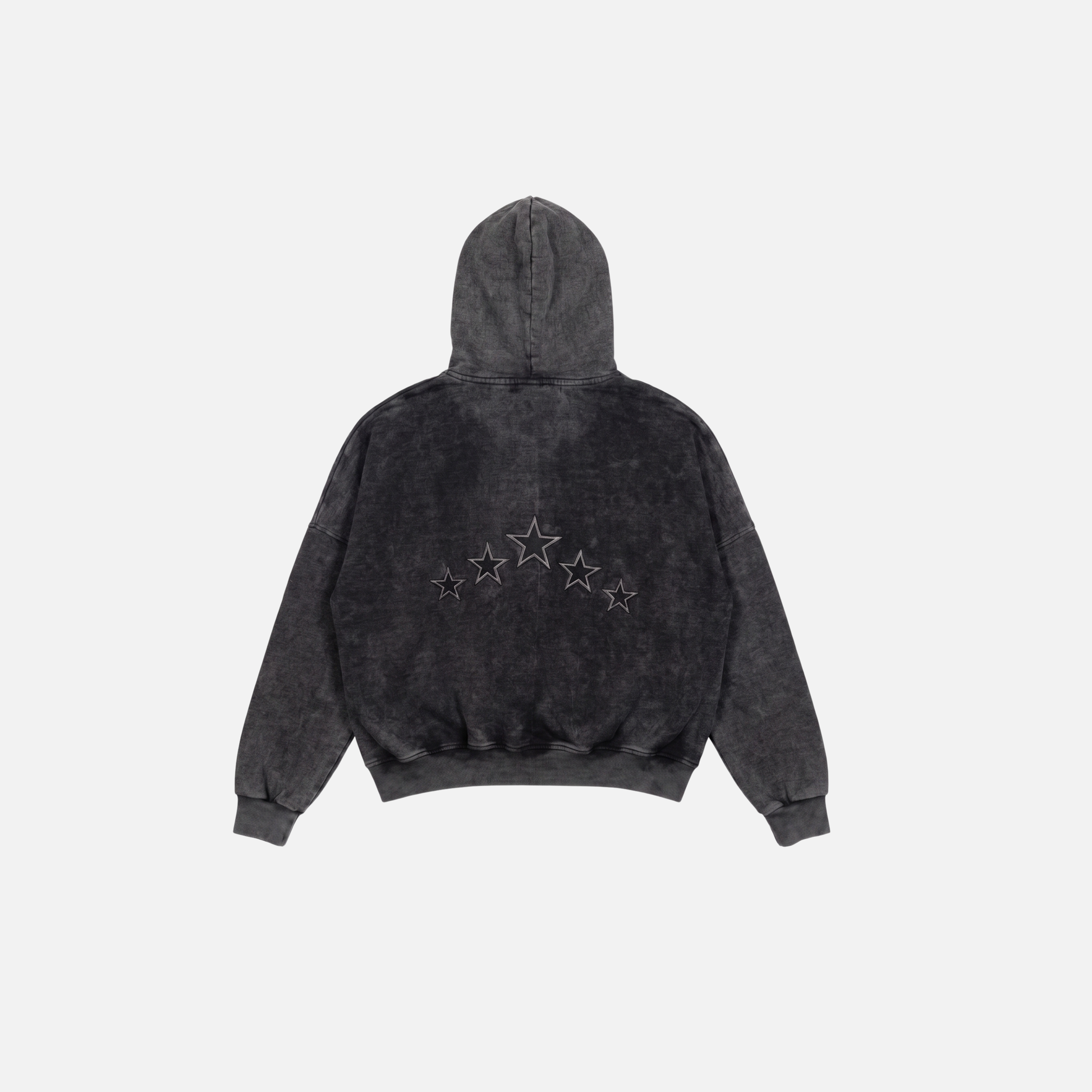 Hoodie 5 Estrellas – Boxy Fit Negro