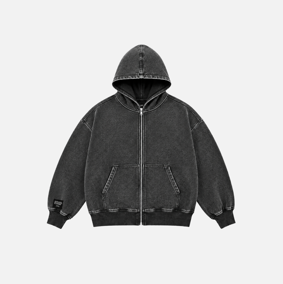 Hoodie gris desgastado LMD studio con cierre