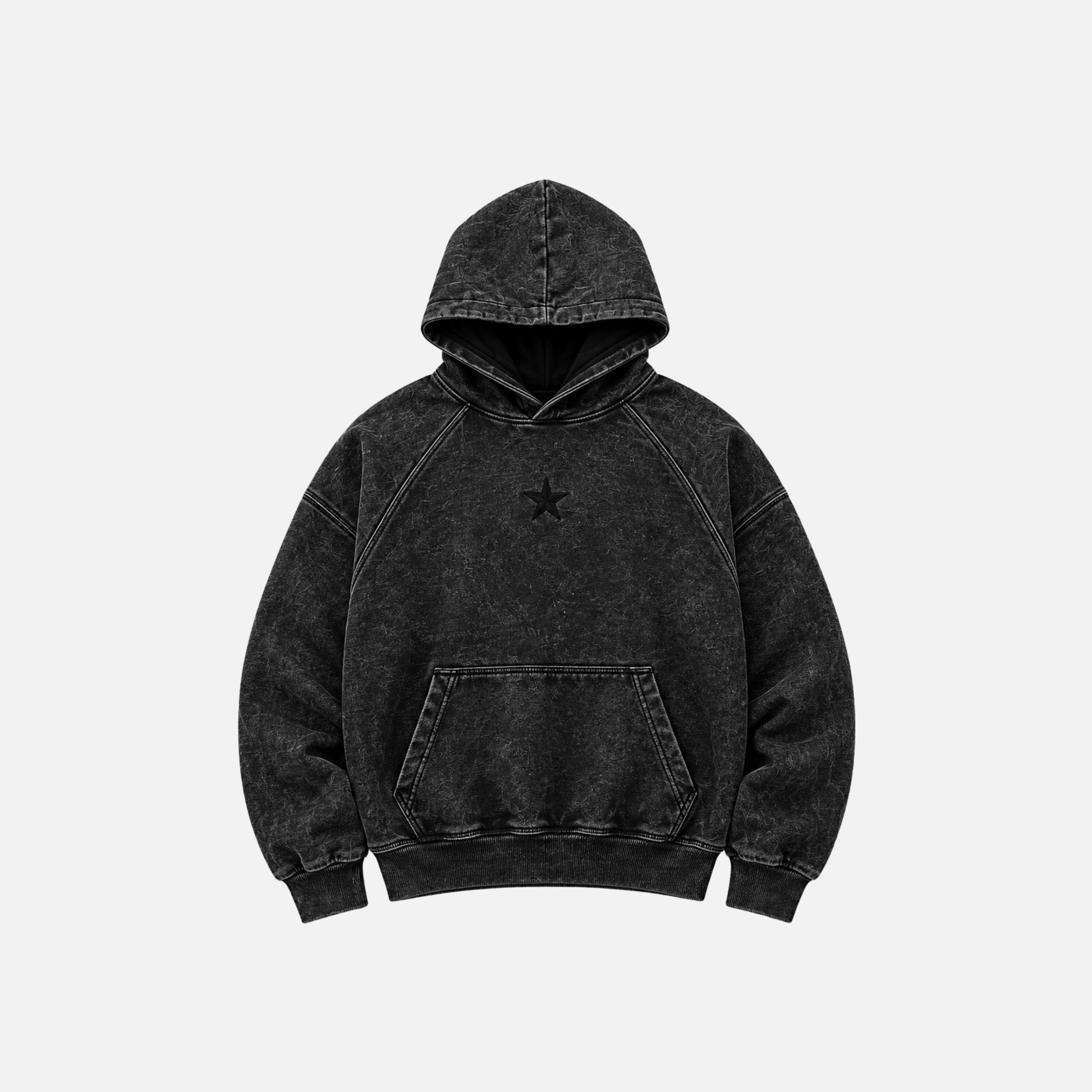 Poleron Negro Desgastado estrellas bordadas - Boxy