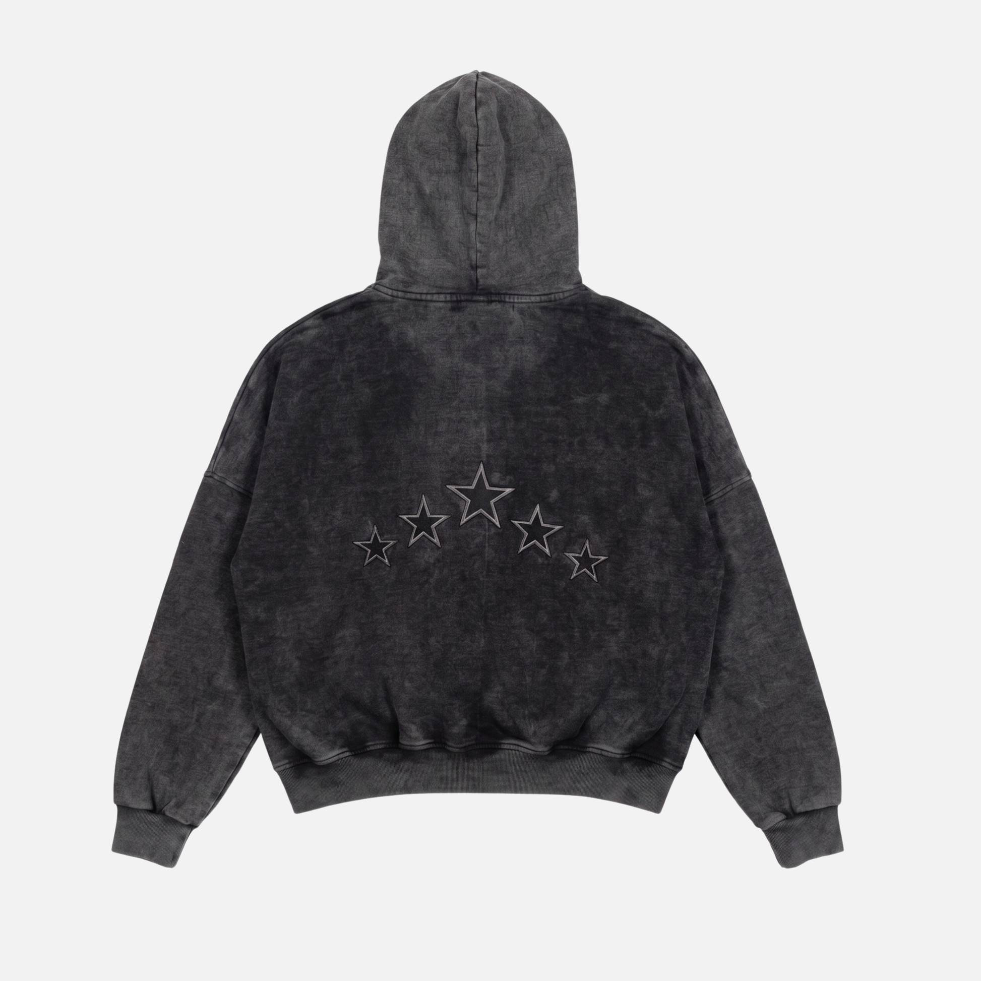 Hoodie 5 Estrellas – Boxy Fit Negro