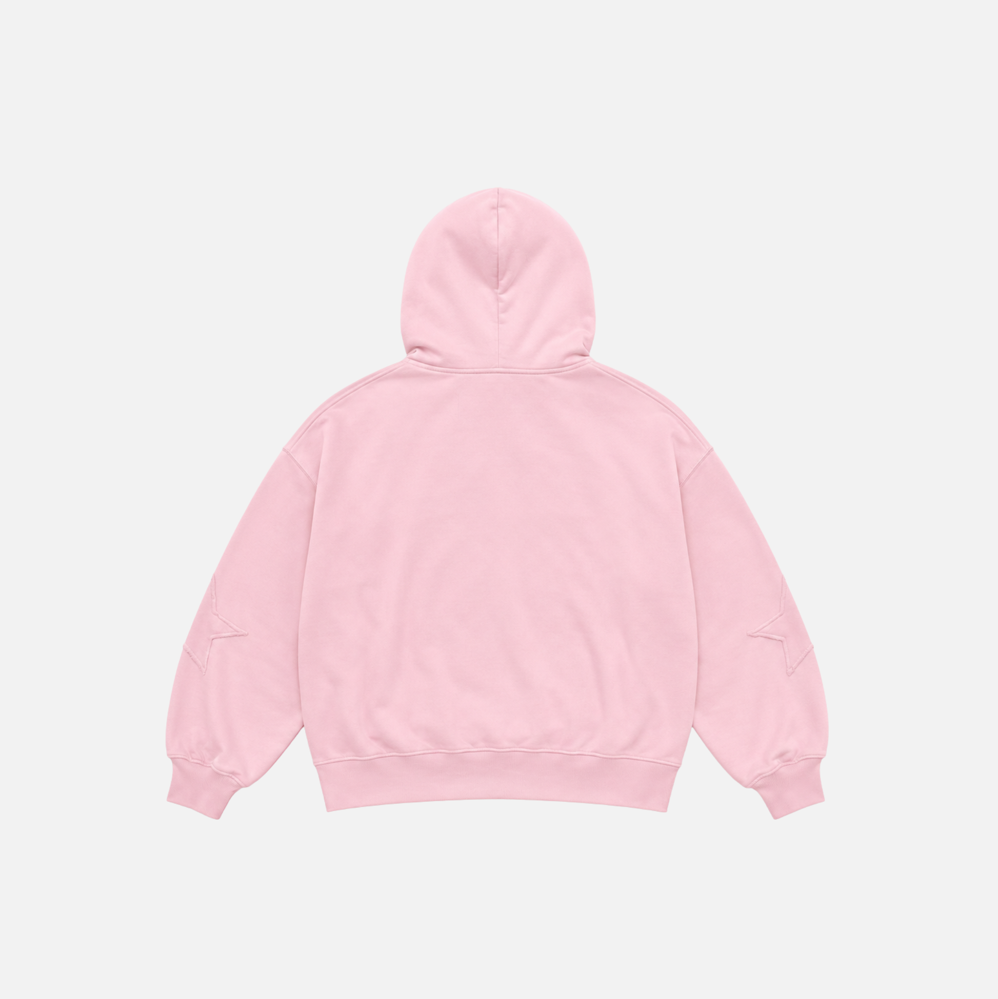 Hoodie Boxy Oversized · Rosado coderas de estrella