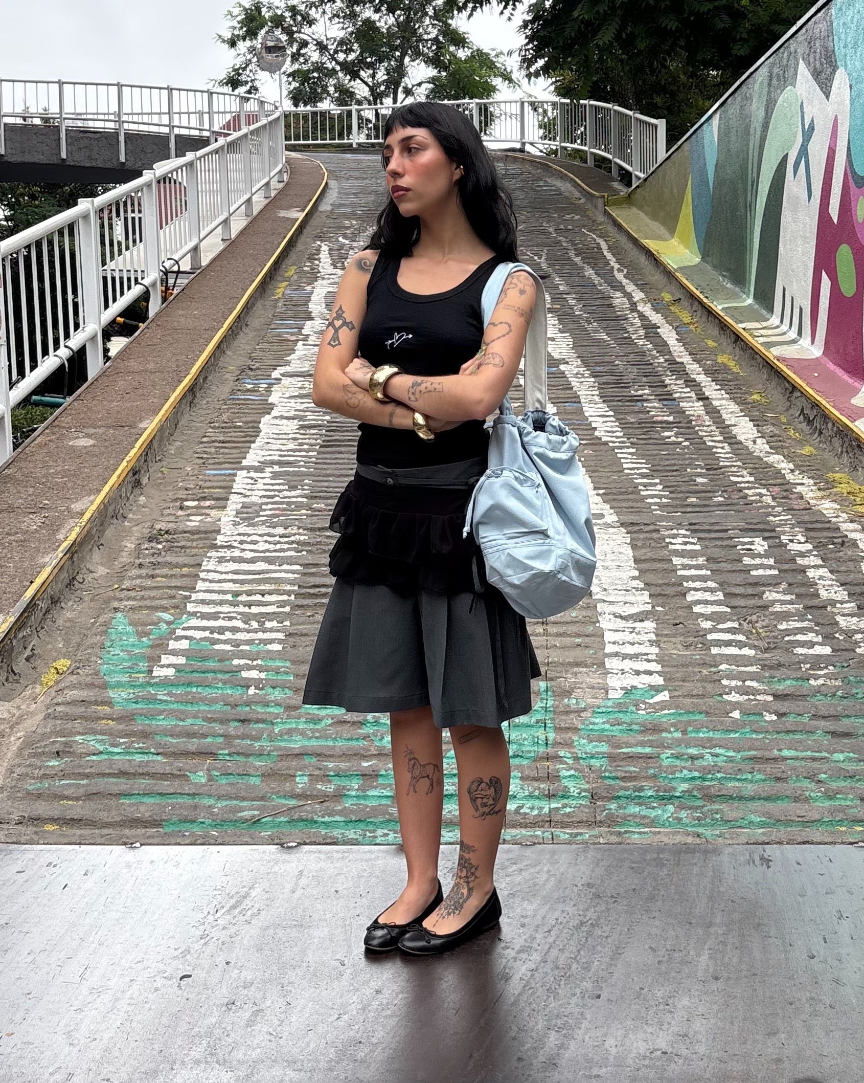 Bolso con amarres tipo saco Celeste