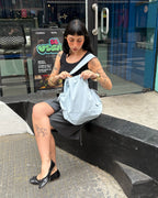 Bolso con amarres tipo saco Celeste