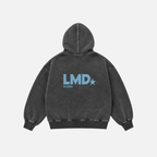 Hoodie gris desgastado LMD studio con cierre