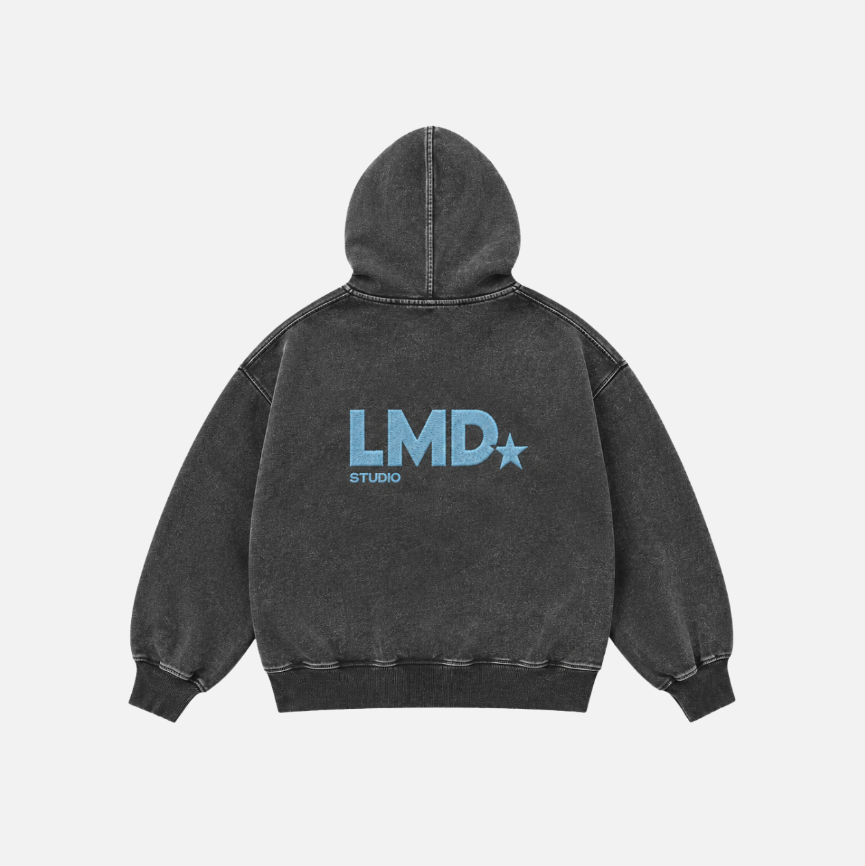 Hoodie gris desgastado LMD studio con cierre