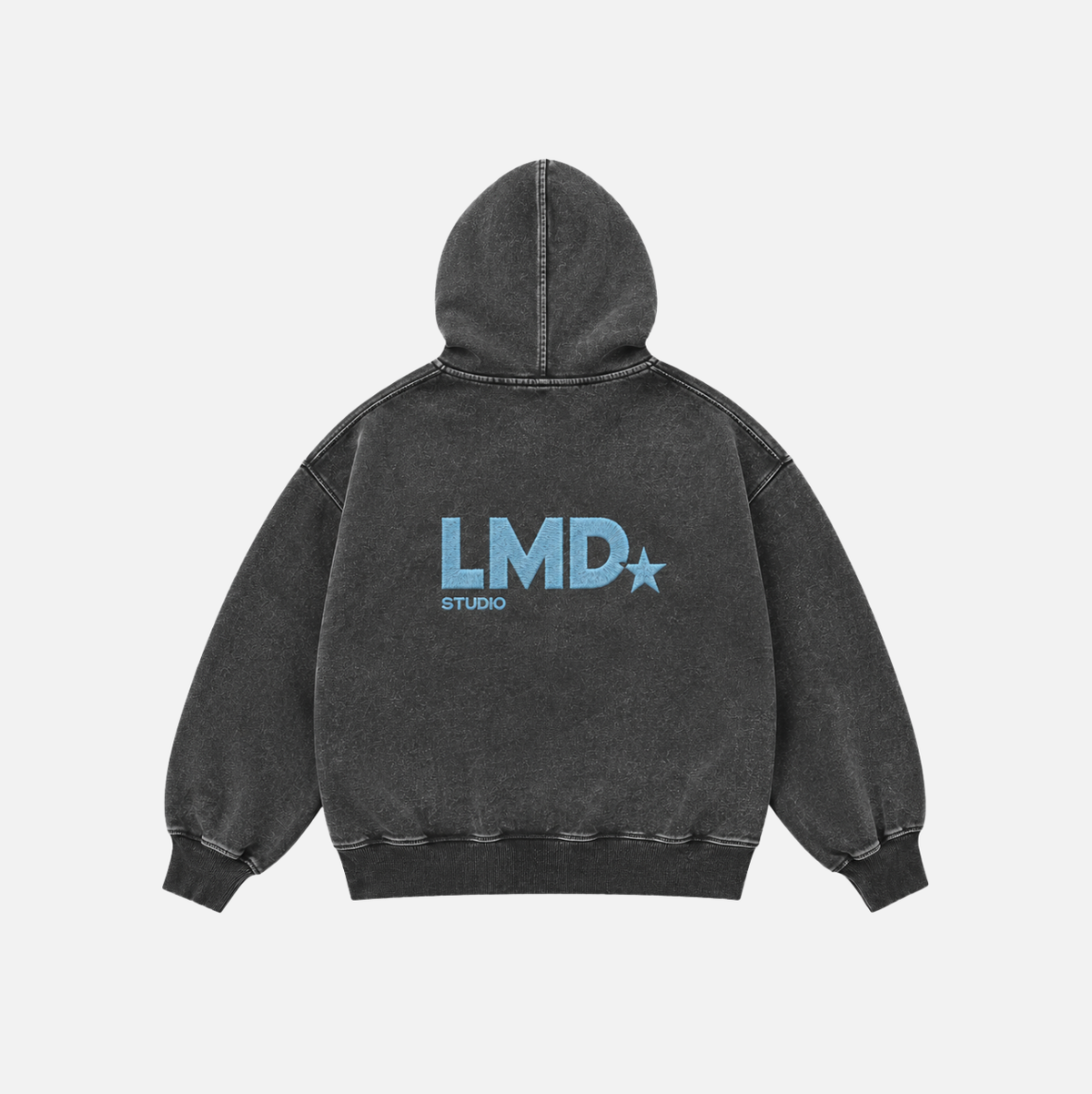 Hoodie gris desgastado LMD studio con cierre