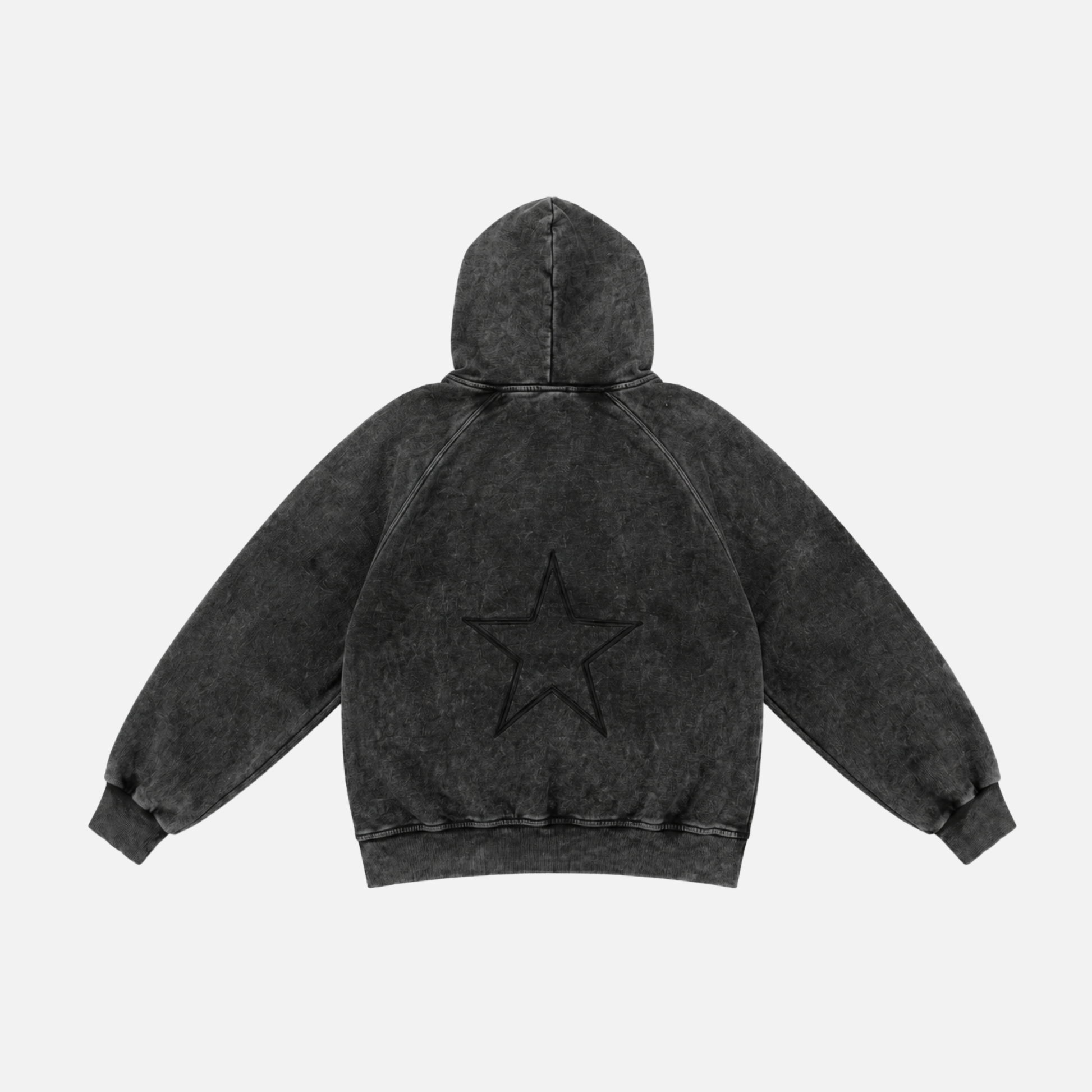 Poleron Negro Desgastado estrellas bordadas - Boxy