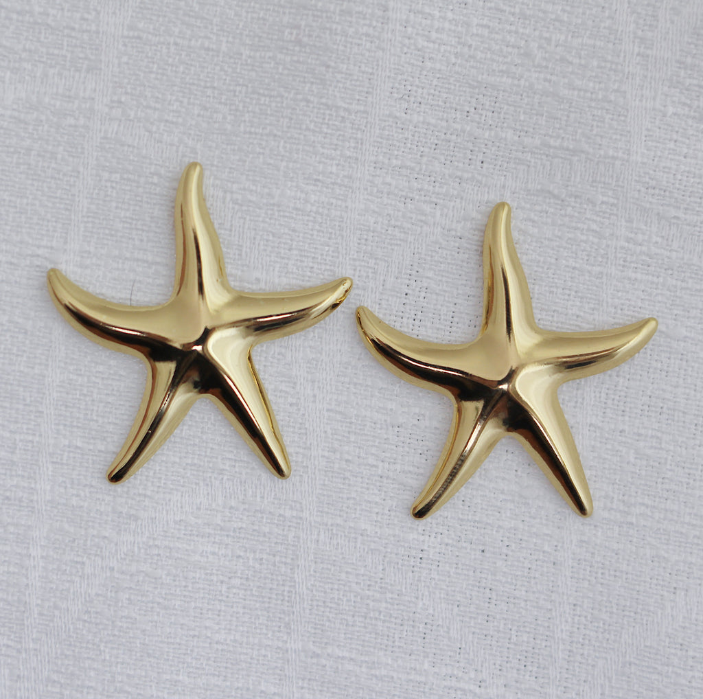 Aros Estrella Marina dorado acero inoxidable