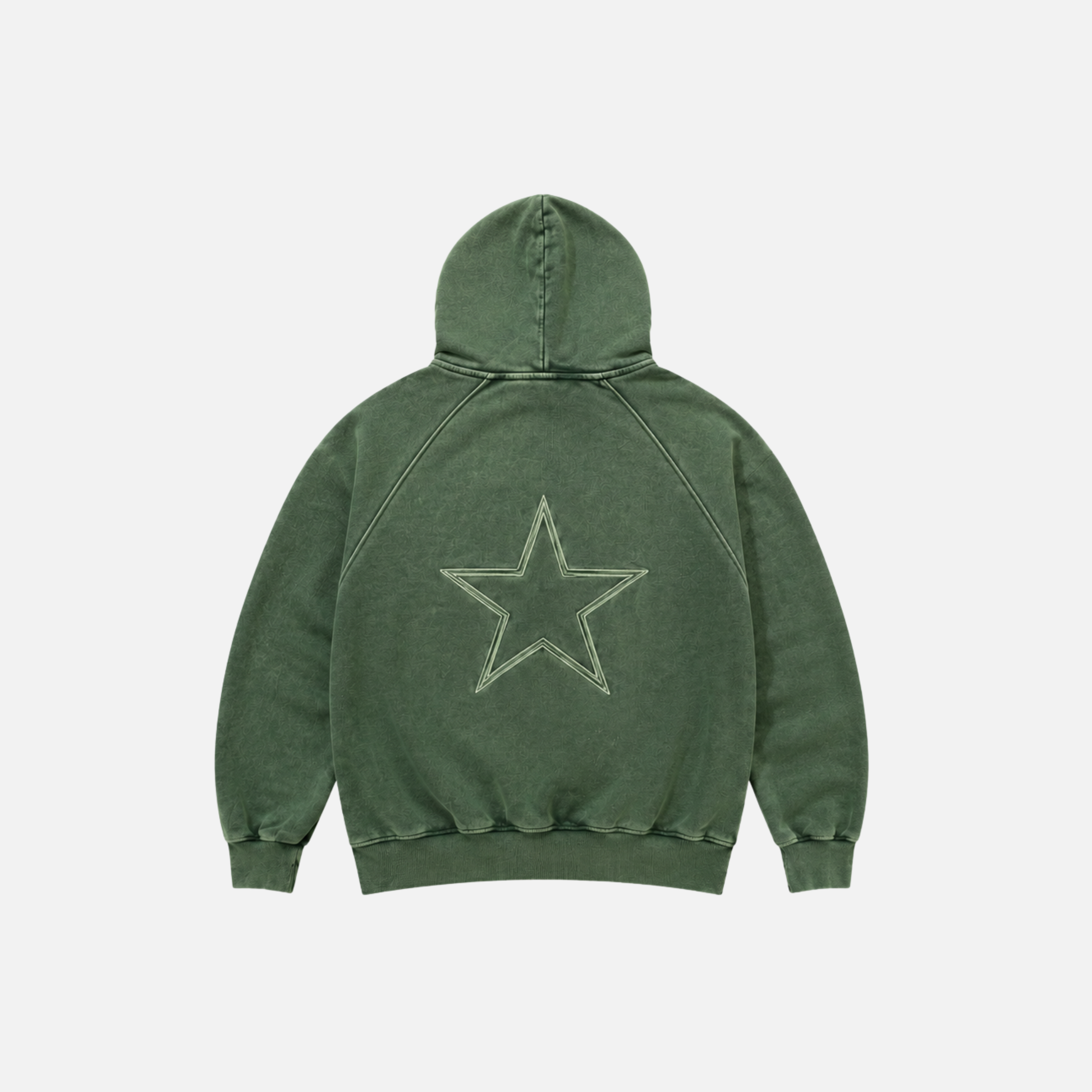 Poleron Verde Desgastado estrellas bordadas - Boxy