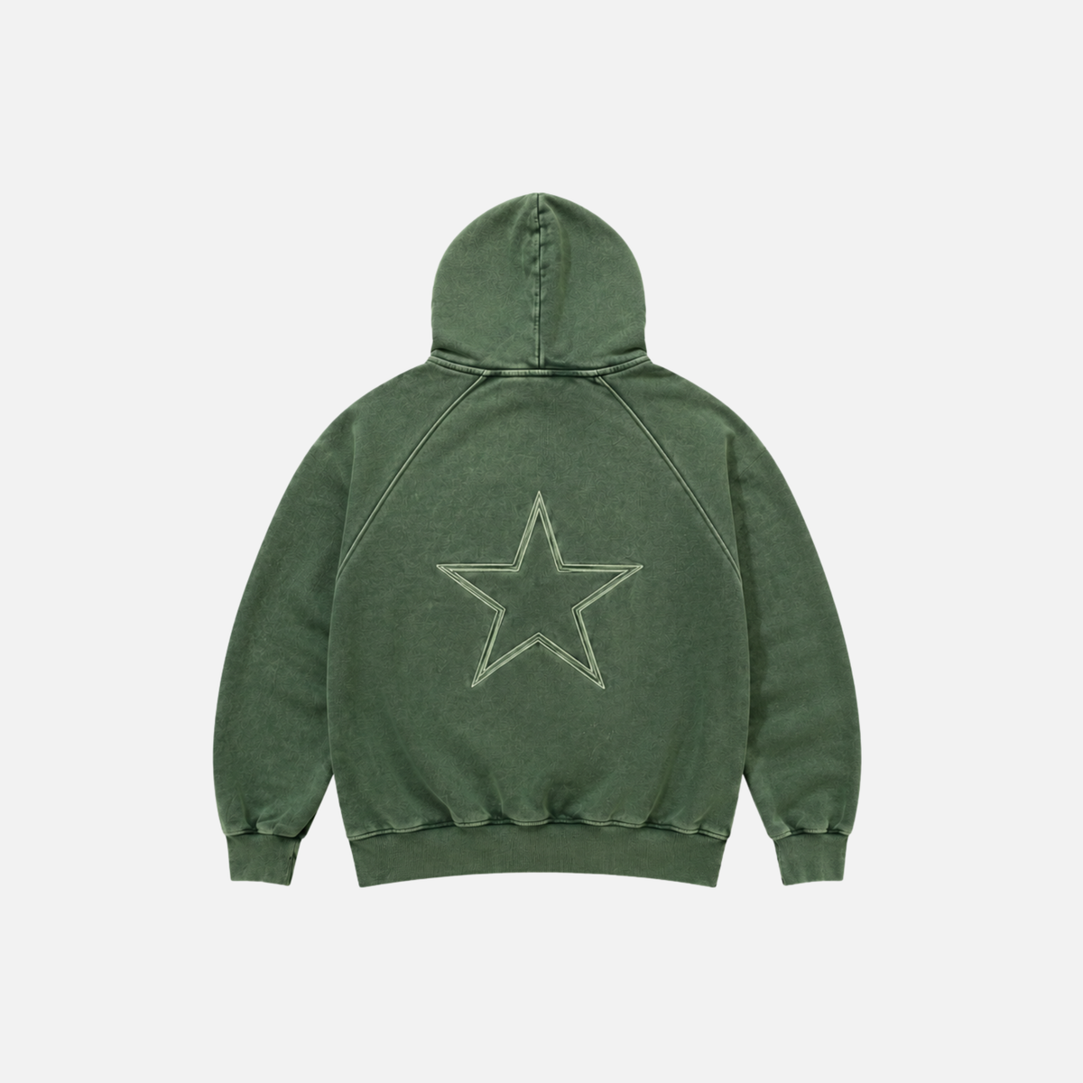 Poleron Verde Desgastado estrellas bordadas - Boxy