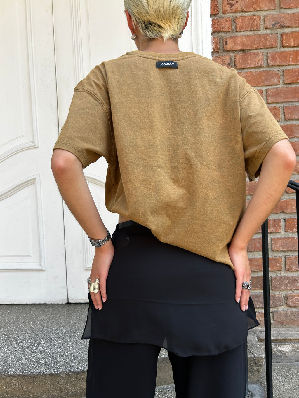 Polera Boxy Fit Verde Estrella Acid Wash