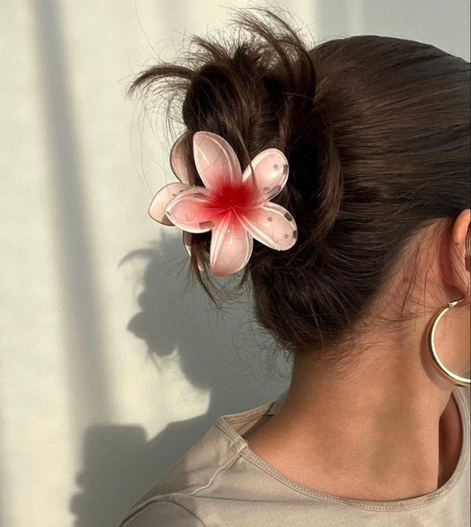 Pinzas para el pelo Flor Tropical Rosada