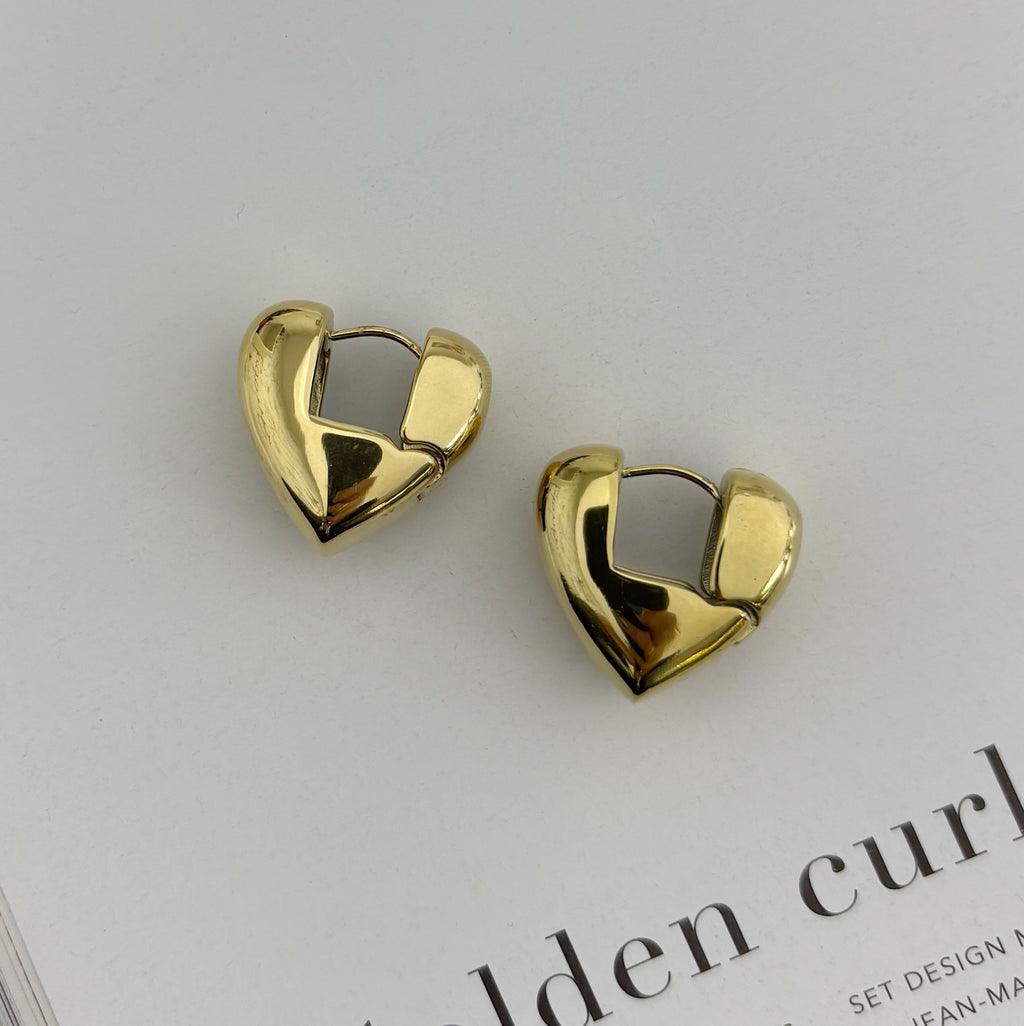 Argollas clip en forma de corazón doradas Acero Inoxidable