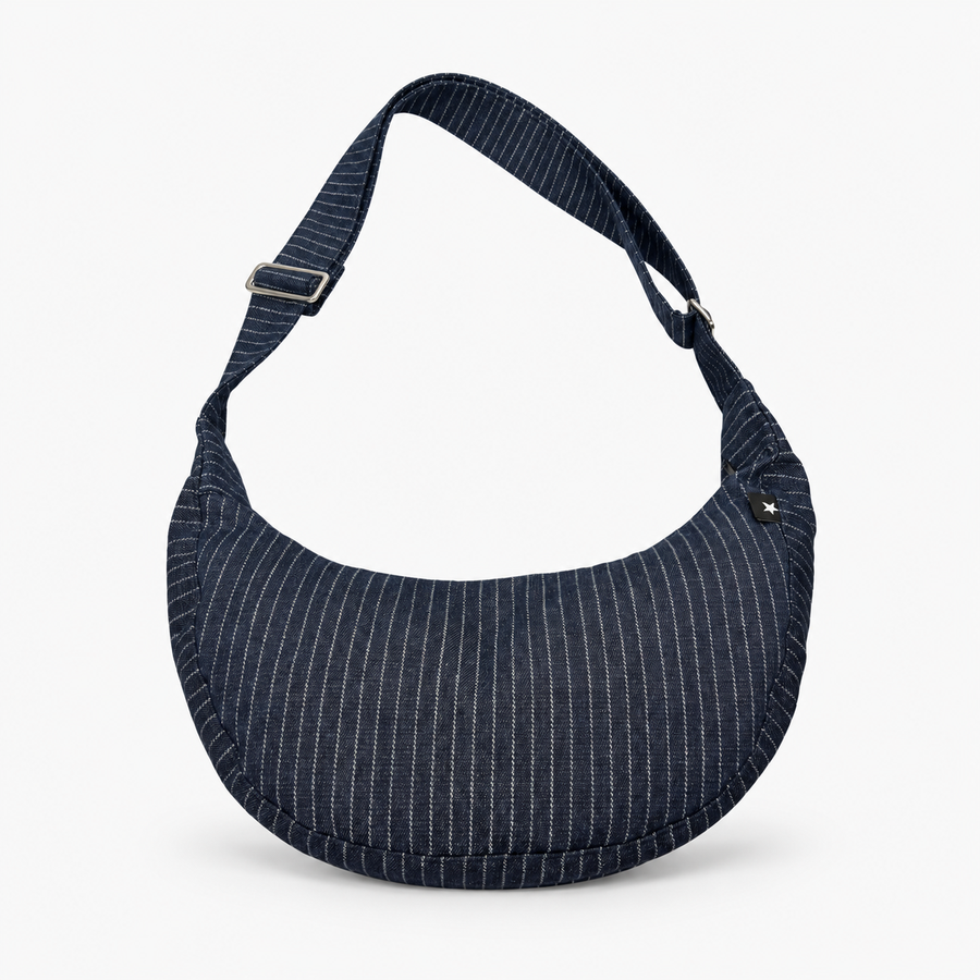 Bolso Hobo Denim Pinstripe