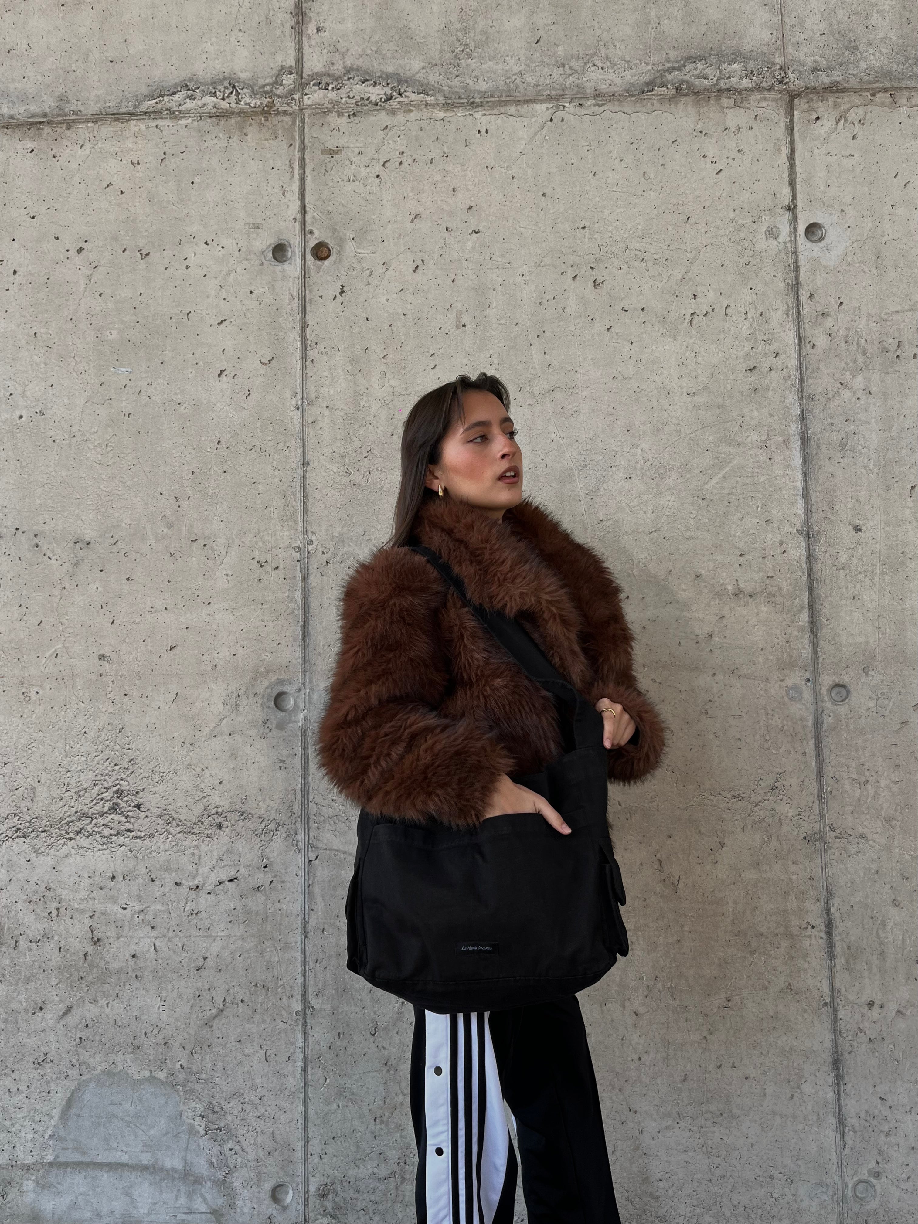 Crossbody cargo negro gabardina