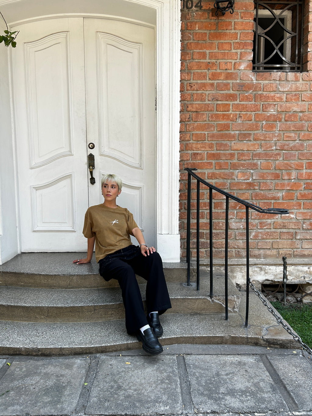 Polera Boxy Fit Verde Estrella Acid Wash