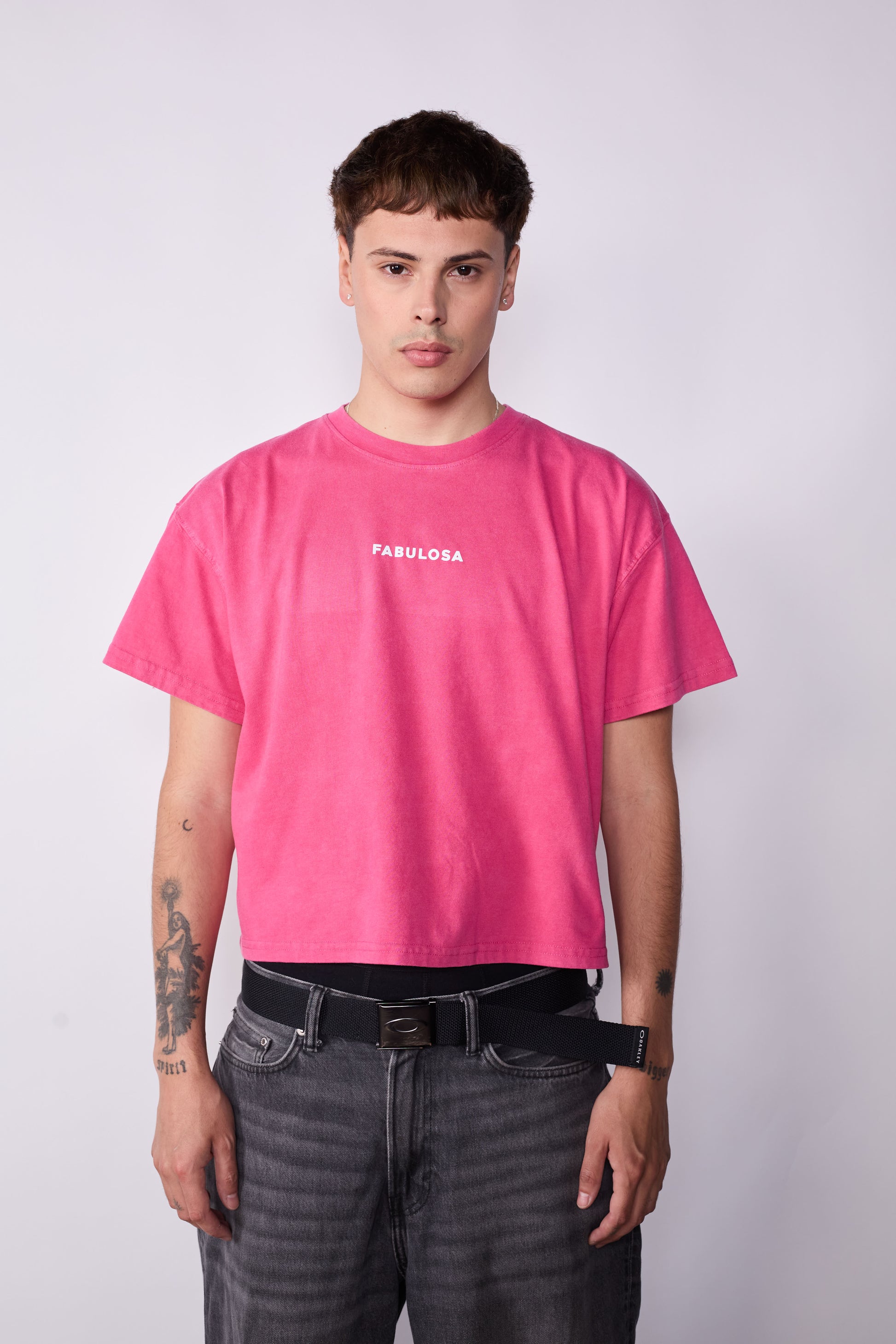 Polera Boxy Fit Rosada Fabulosa Acid Wash