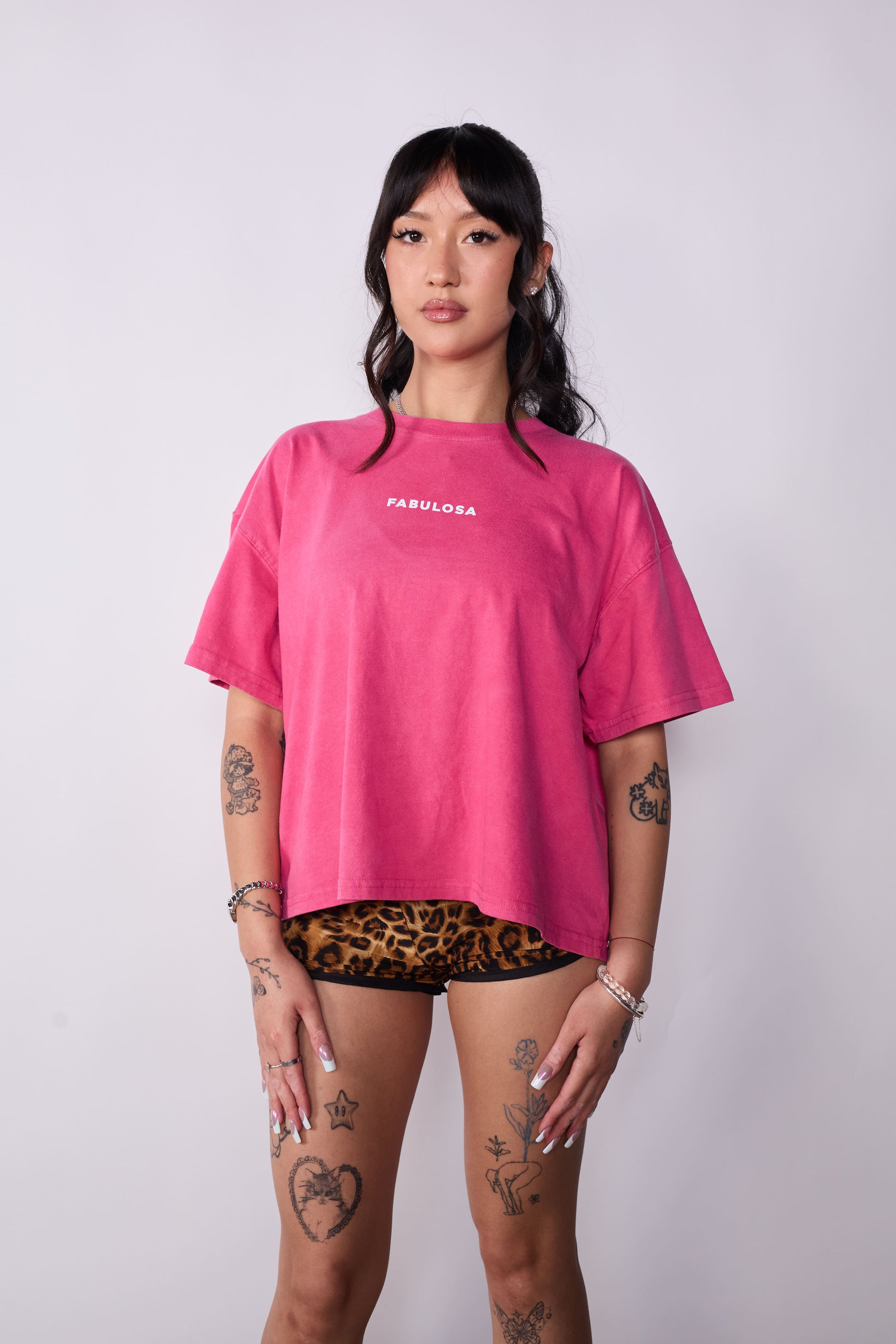 Polera Boxy Fit Rosada Fabulosa Acid Wash