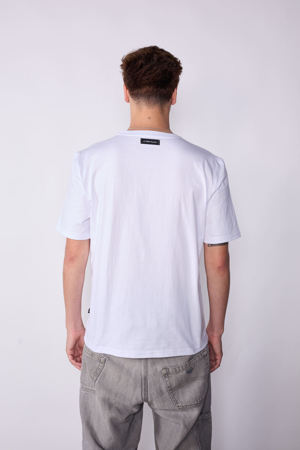 Polera Slim Fit Blanca Estrella Tartán