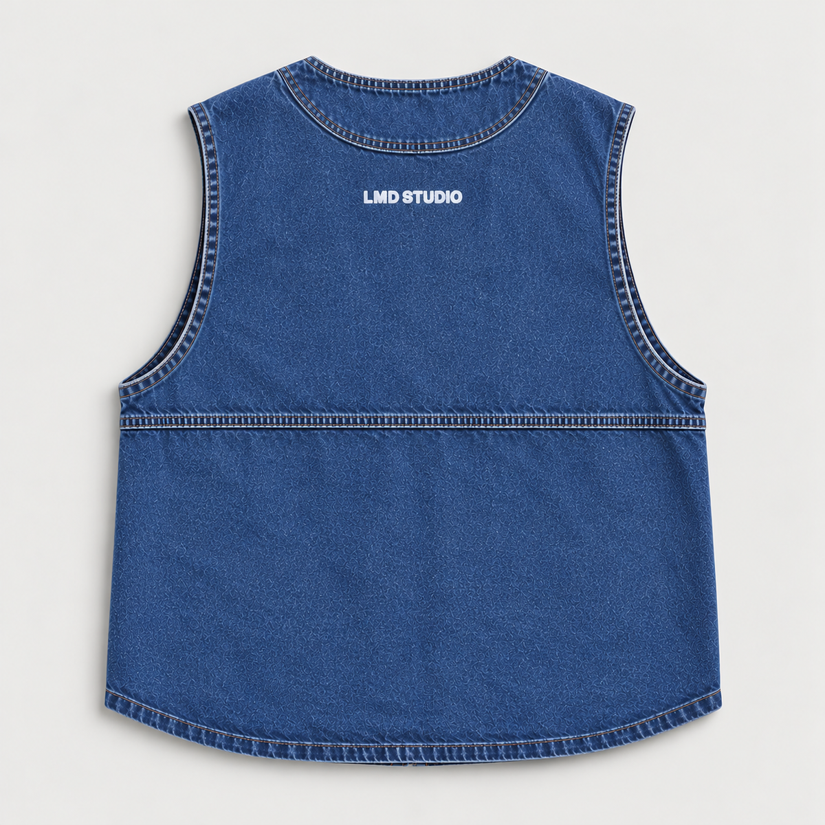 LMD STUDIO BLUE DENIM UTILITY VEST