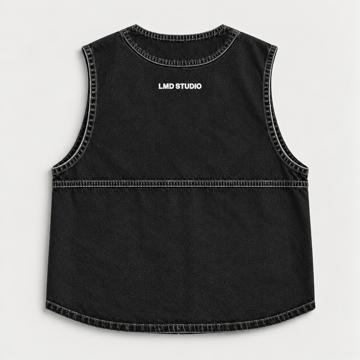 LMD STUDIO BLACK DENIM UTILITY VEST