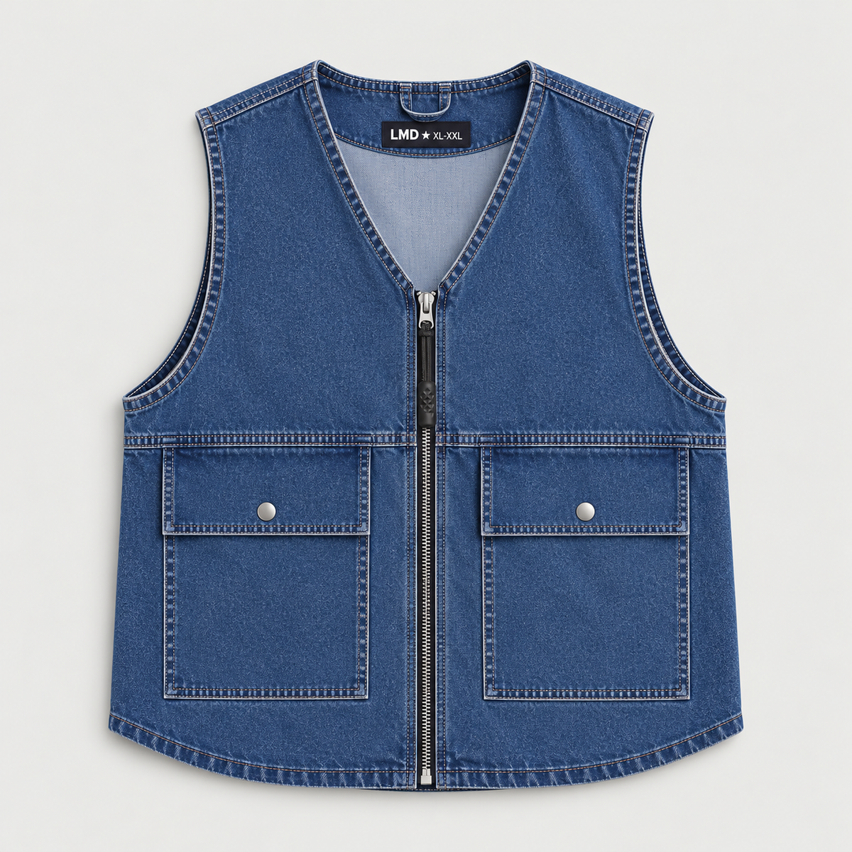 LMD STUDIO BLUE DENIM UTILITY VEST