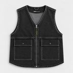 LMD STUDIO BLACK DENIM UTILITY VEST