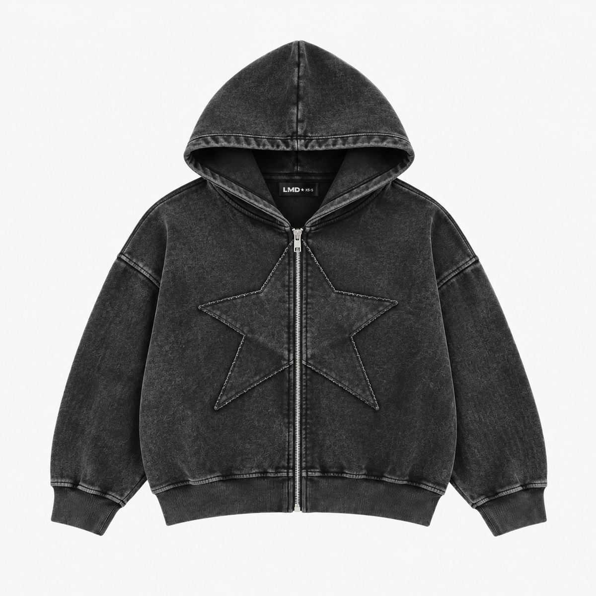 STAR ZIP HOODIE GRIS OSCURO ★