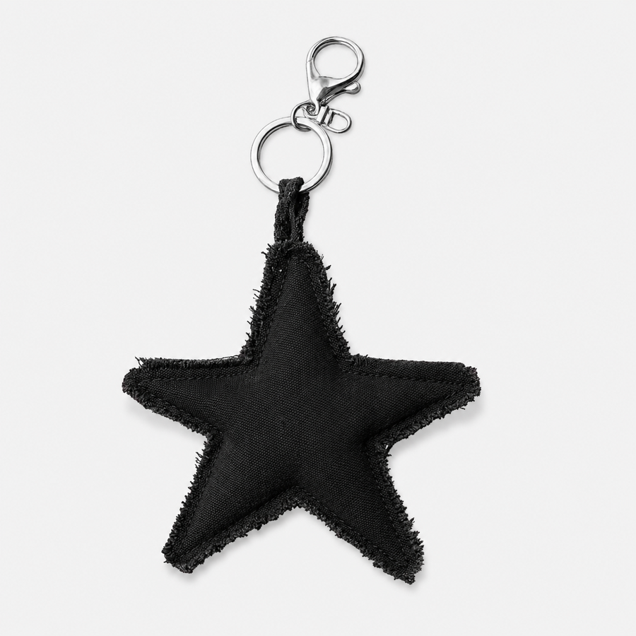 Llavero estrella tela  Gabardina Negro reciclado