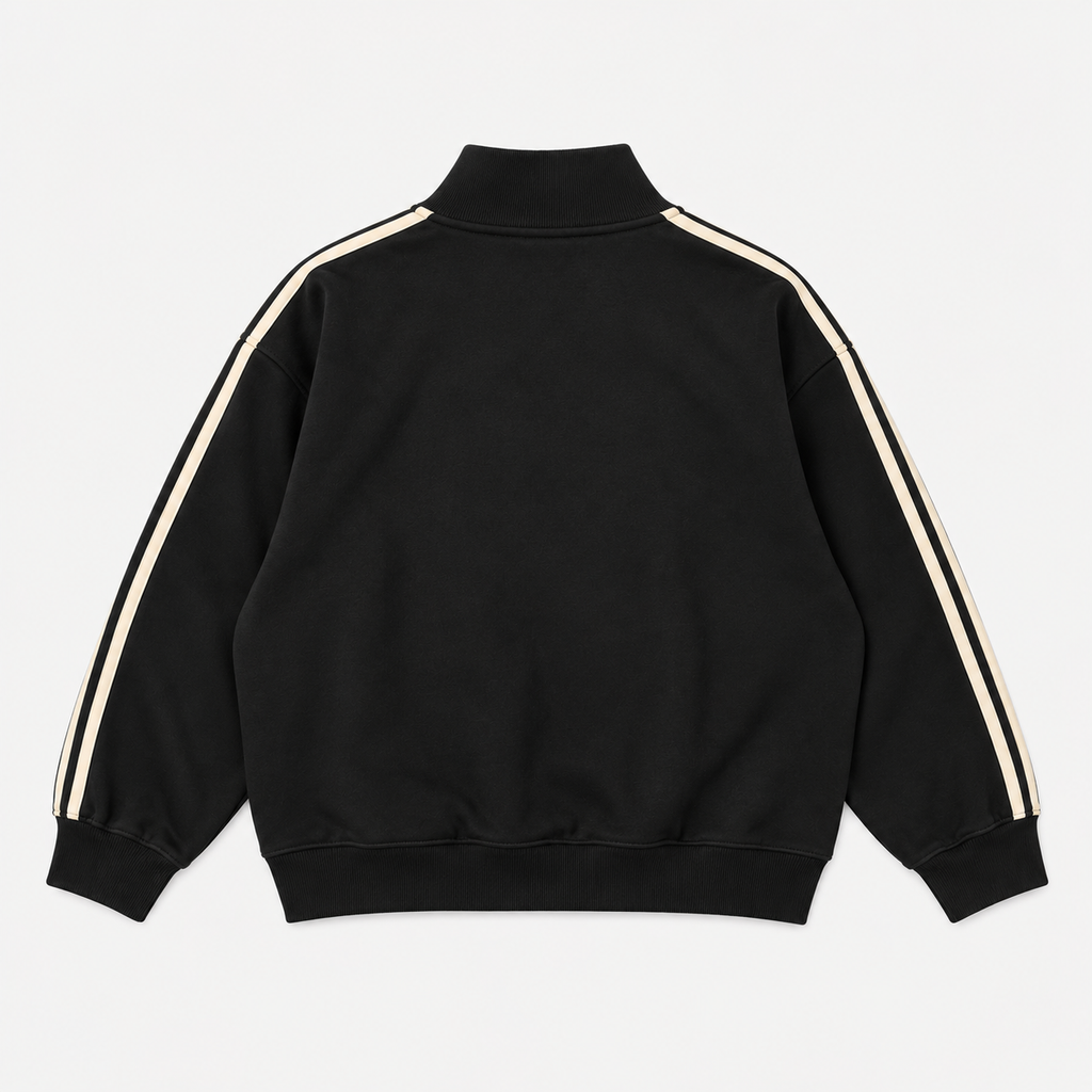RETRO STRIPES ZIP — BLACK / CREAM