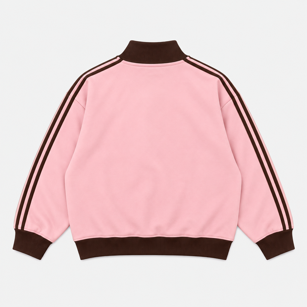 RETRO STRIPES ZIP — PINK / BROWN