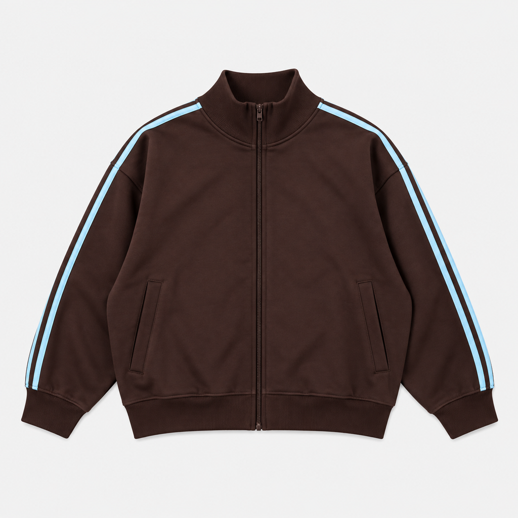 RETRO STRIPES ZIP — BROWN / BLUE